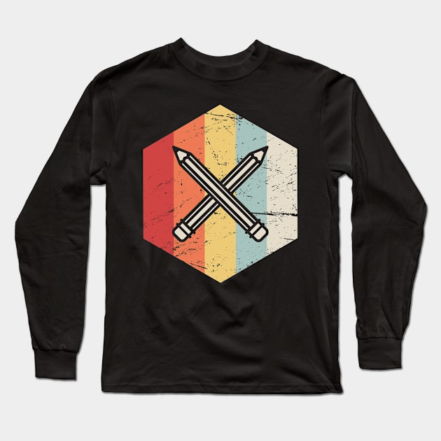 English Teacher Pencils Icon Long Sleeve T-Shirt by MeatMan